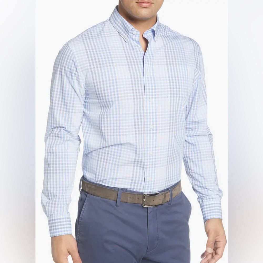 Johnnie O Men’s Bradshaw Check Button Down Performance Shirt Size XL